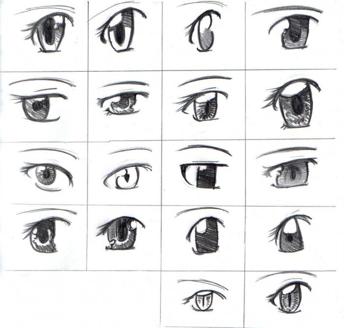 Tips om hvordan du tegner øynene til anime-helter