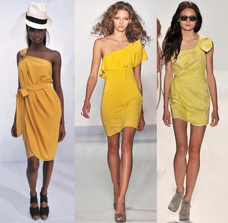 Hvilken farge er kombinert med gul i klær?