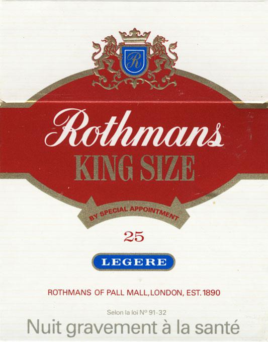 Rothmans-sigaretter med en utmerket engelskmann
